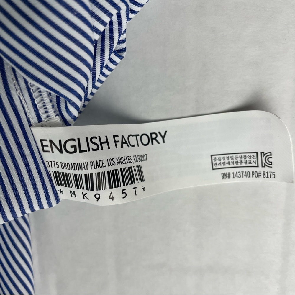 English Factory Blouse Blue White Pinstripe Poppy Lace Embroidered Size Small - Picture 9 of 12